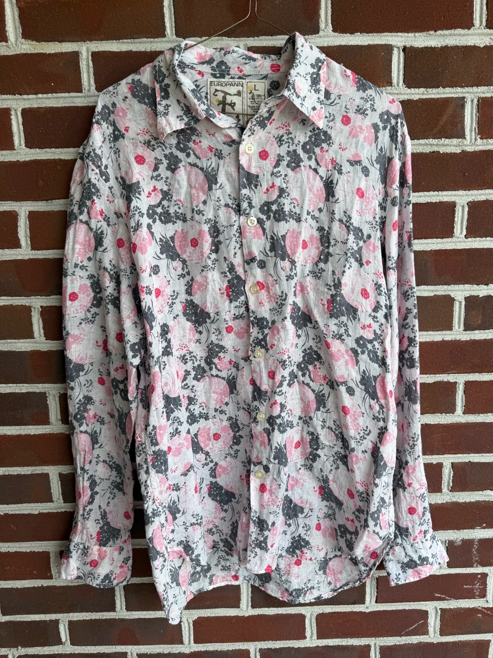 Vintage Europann Men’s Cotton Shirt Floral Sz L